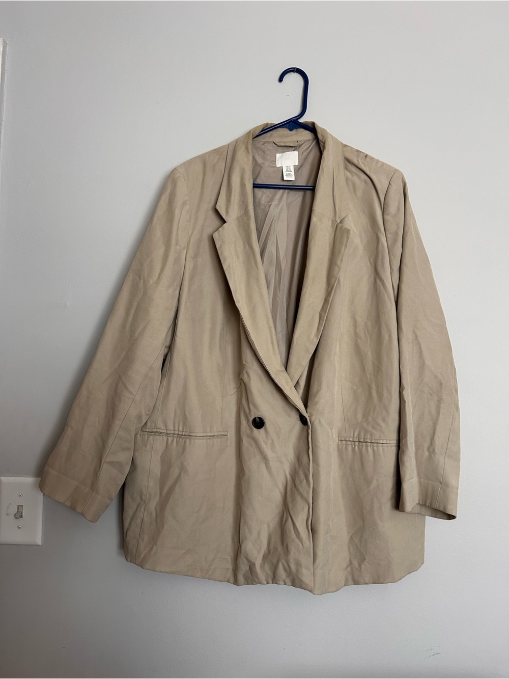 H&M Beige Double-Breasted women’s Blazer Jacket Sz xxl